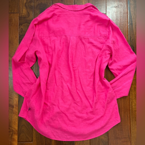 NEW GAP Fuchsia Long Sleeve Linen Shirt - Picture 4 of 4